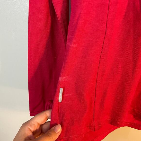 Icebreaker Merino Wool SZ MEDIUM 1/4 Zip Technical Base Layer Bodyfit 260 Red - Picture 3 of 9
